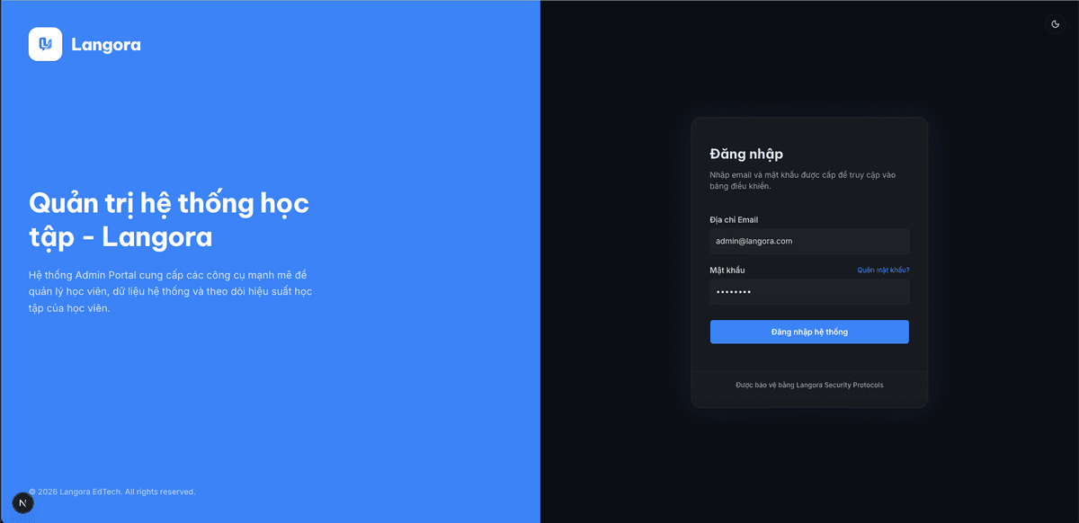 Admin Dashboard - Langora Admin